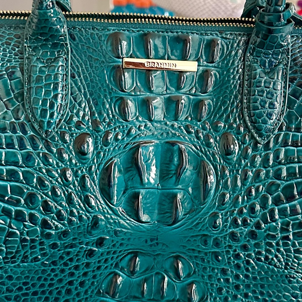 Brahmin Caroline Melbourne NWOT Teal Croc-Embossed Women's Bag